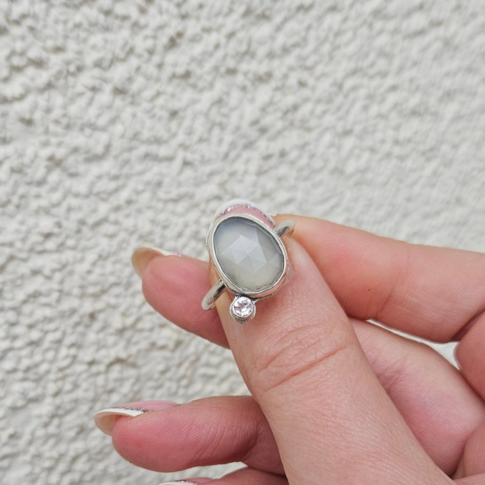 Bague, bijoux argent, pierre de lune, pierre grise, bague argent, pierre fine