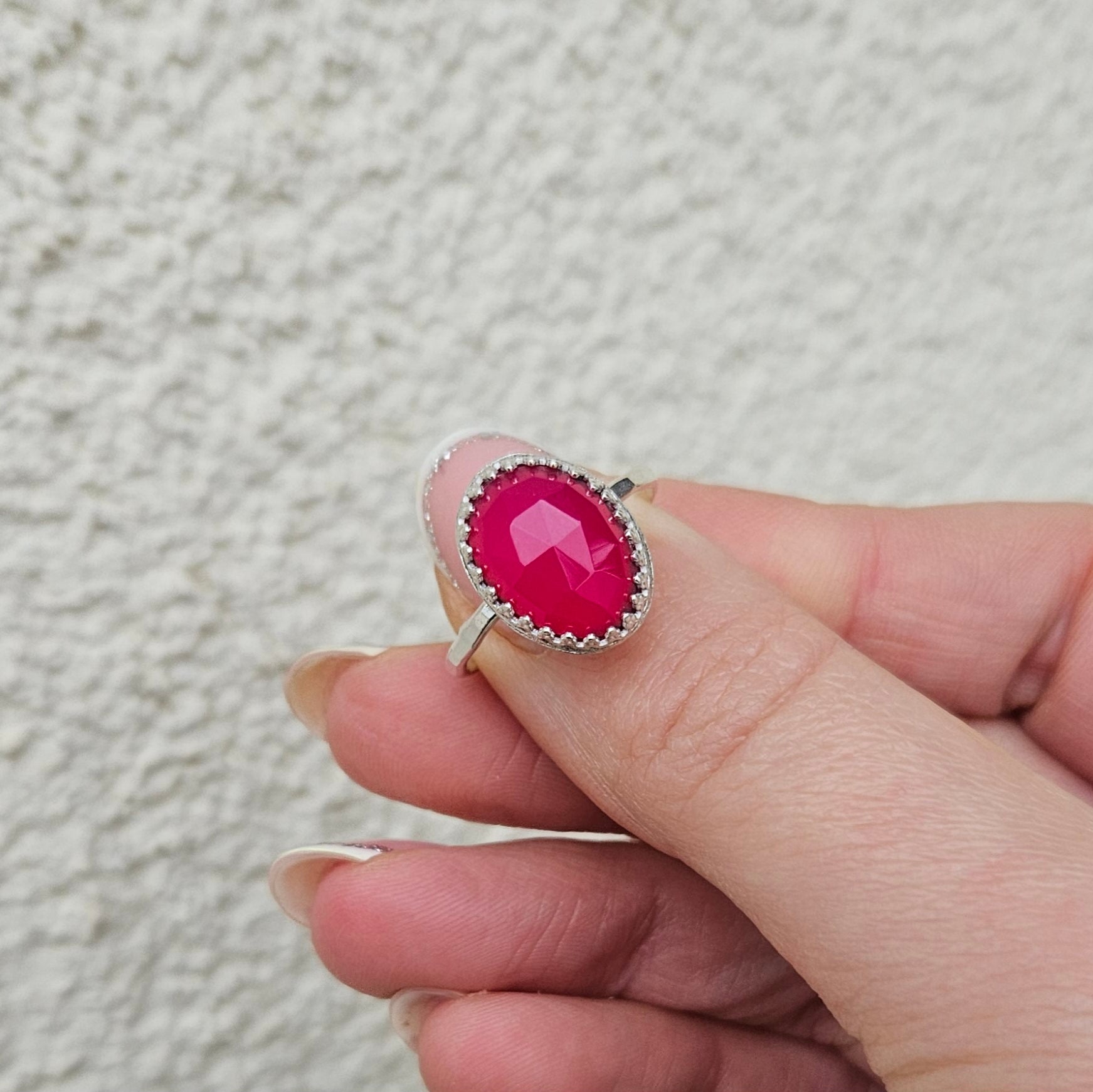 bague_anneaux_argent_pierre rose_calcédoine rose