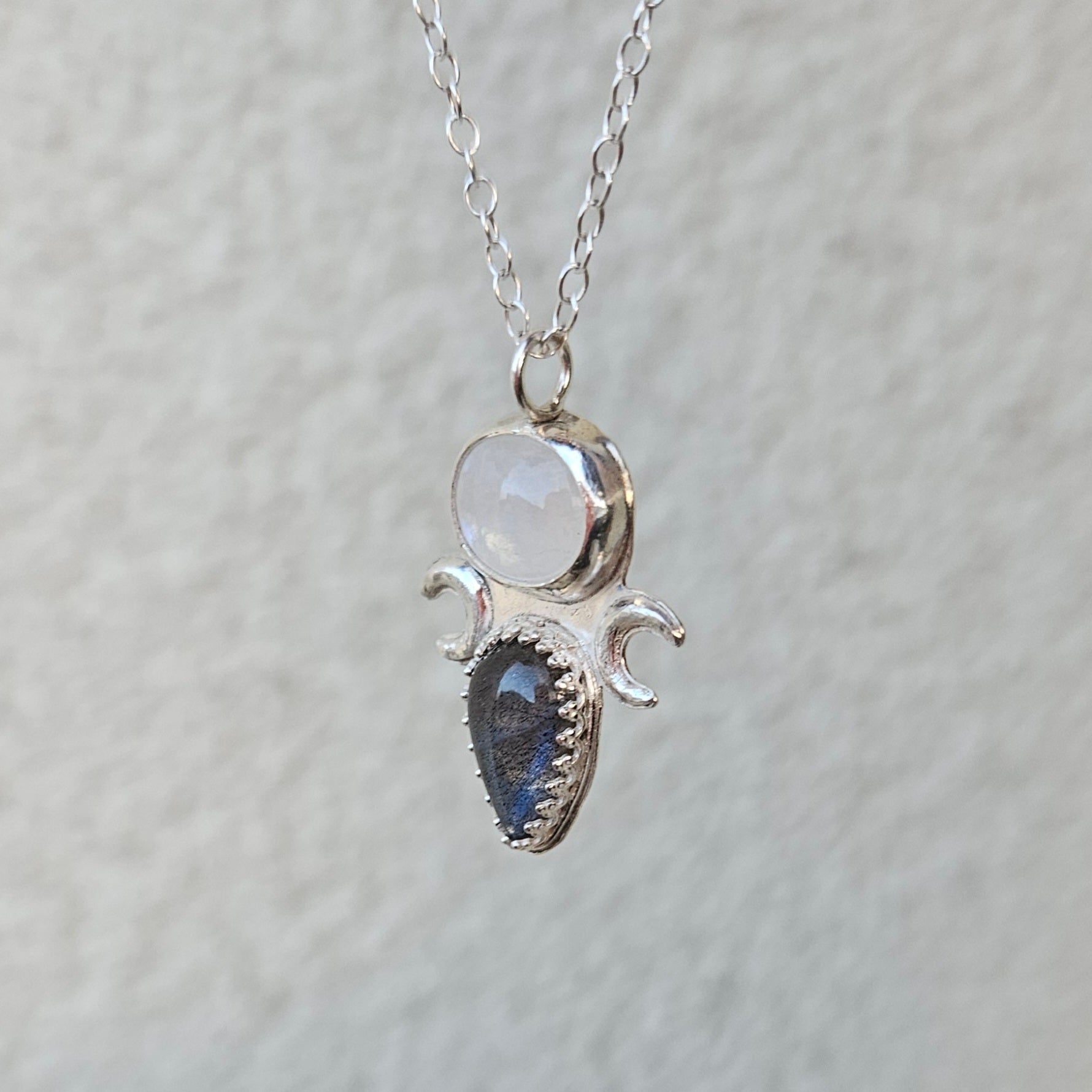 bijoux argent, collier argent, collier pierre naturelle, pendentif pierre naturelle, pendentif lune