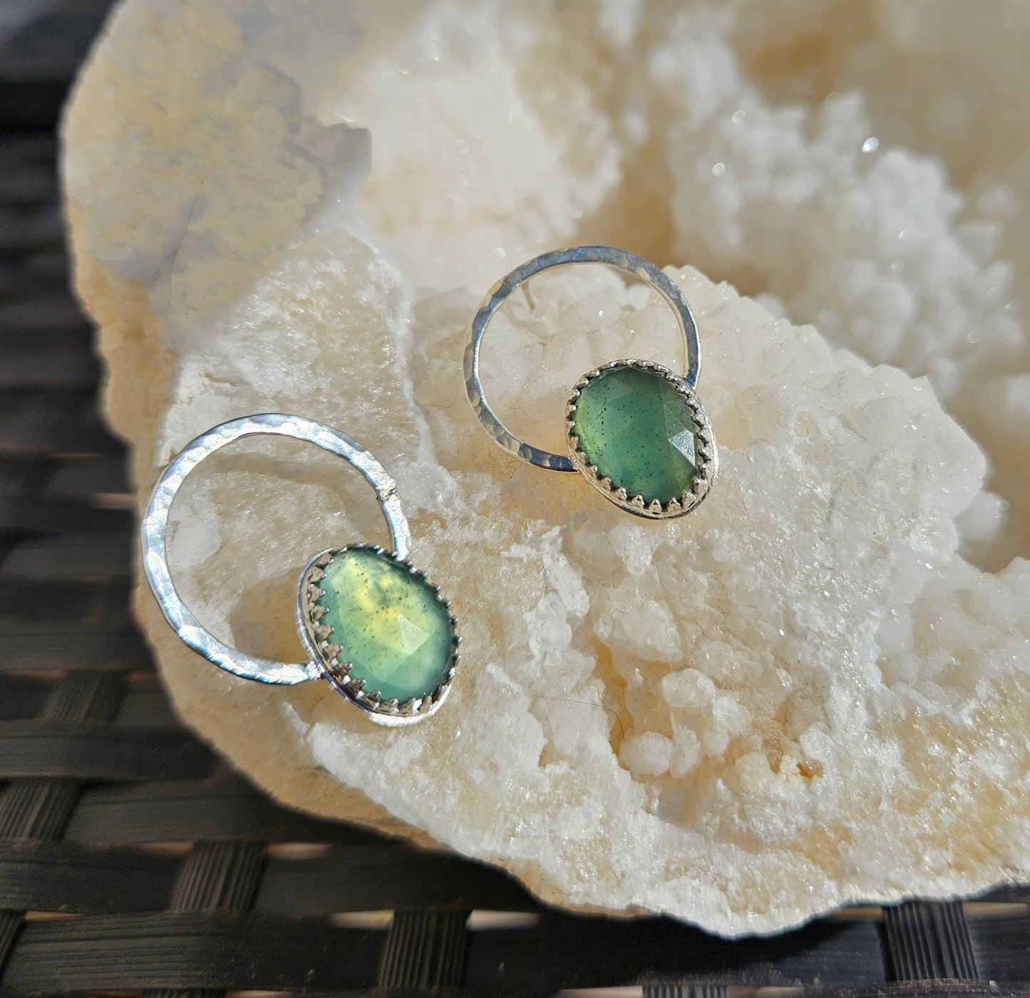 bijoux serpentine_boucles d'oreilles_argent_pierre serpentine