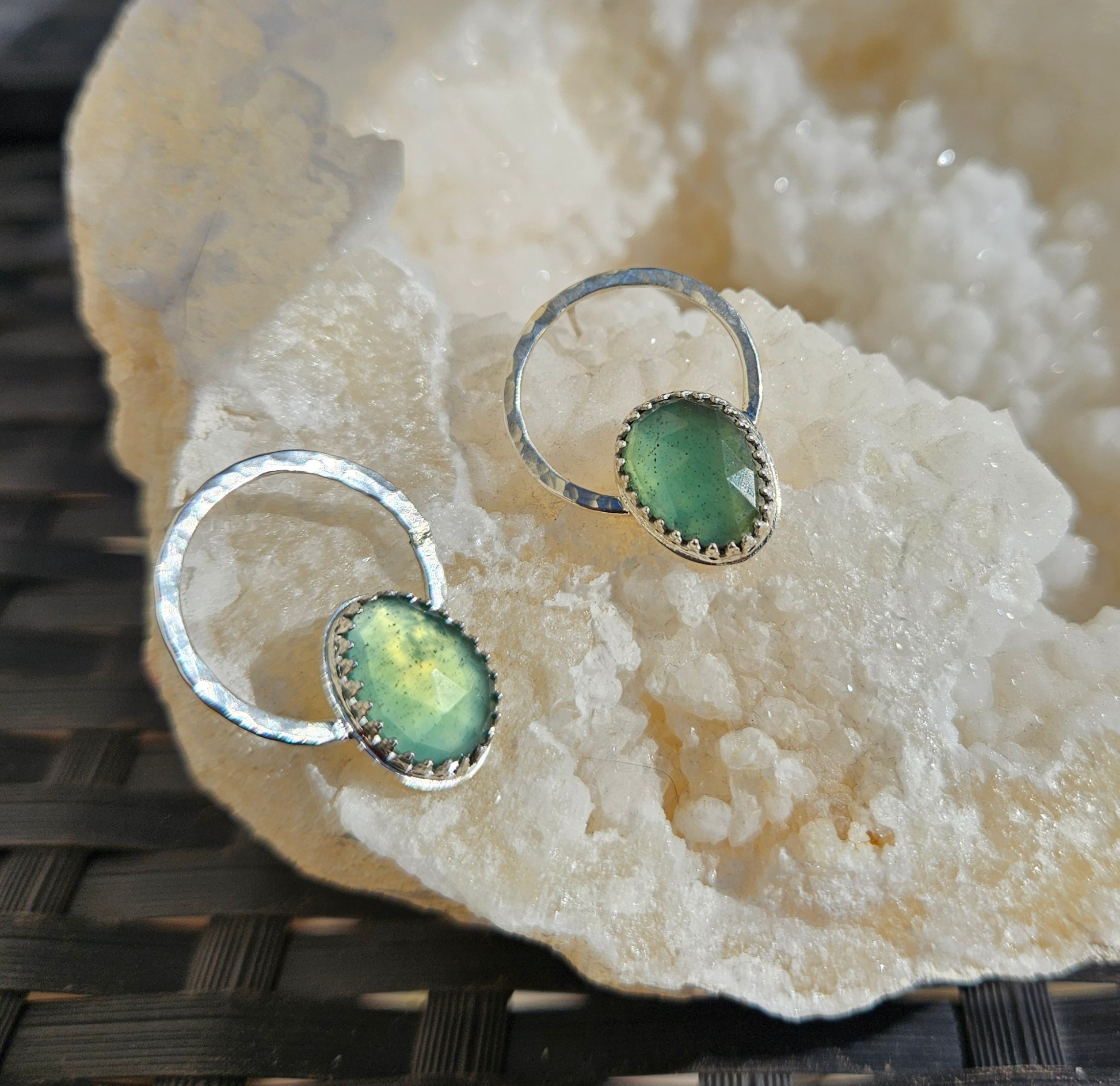 bijoux serpentine_boucles d'oreilles_argent_pierre serpentine