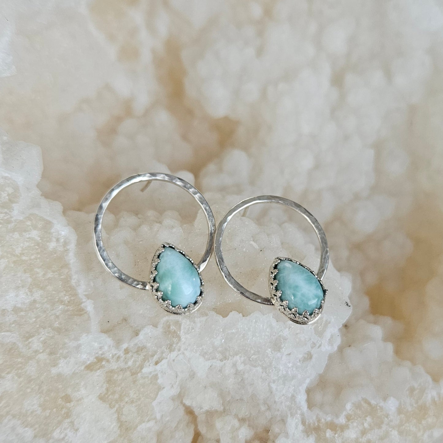 boucle d'oreille_argent_rond_pierre_precieuse_larimar_bleu