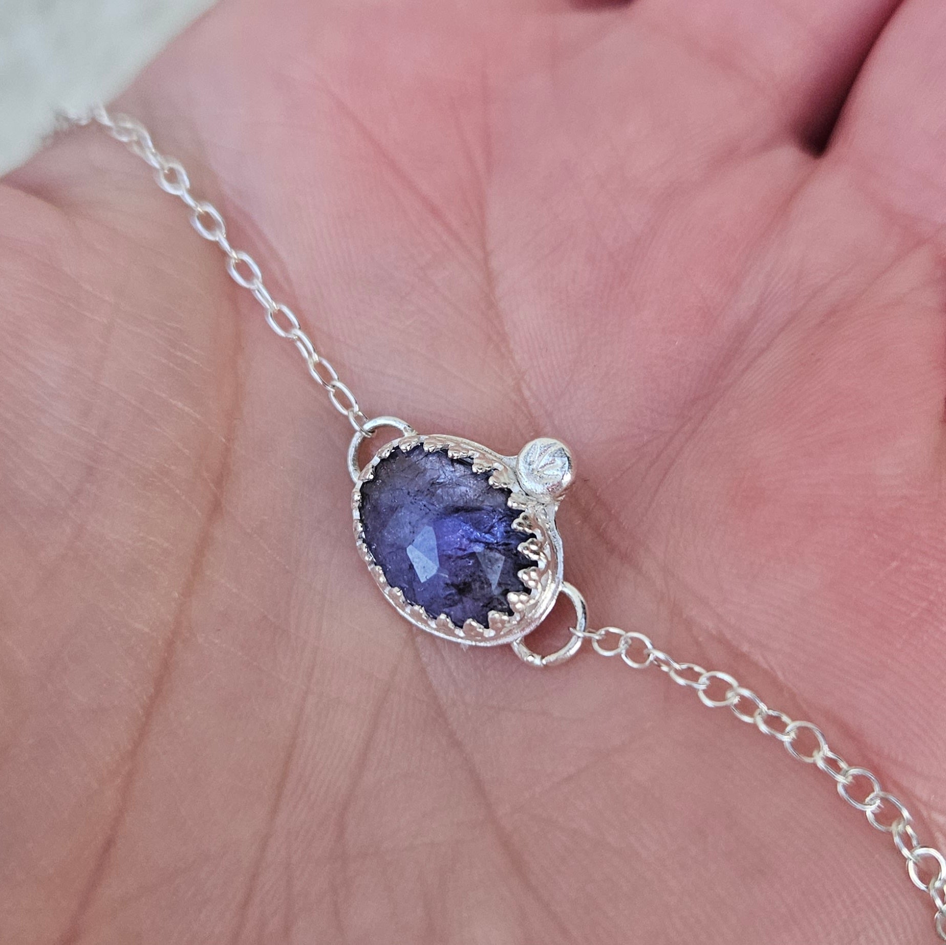 création_bijoux_argent_bracelet_argent_pierre tanzanite